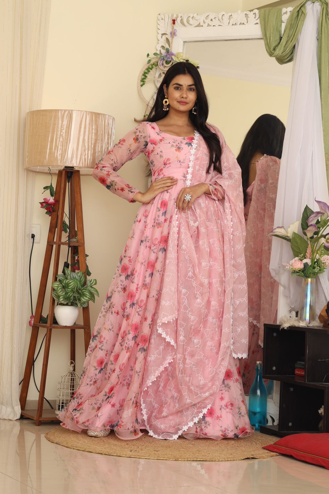 Pastel Pink Short Anarkali Dress: Knee length kurti with tassel dori |  Bridal dress design, Pink anarkali, Churidar designs